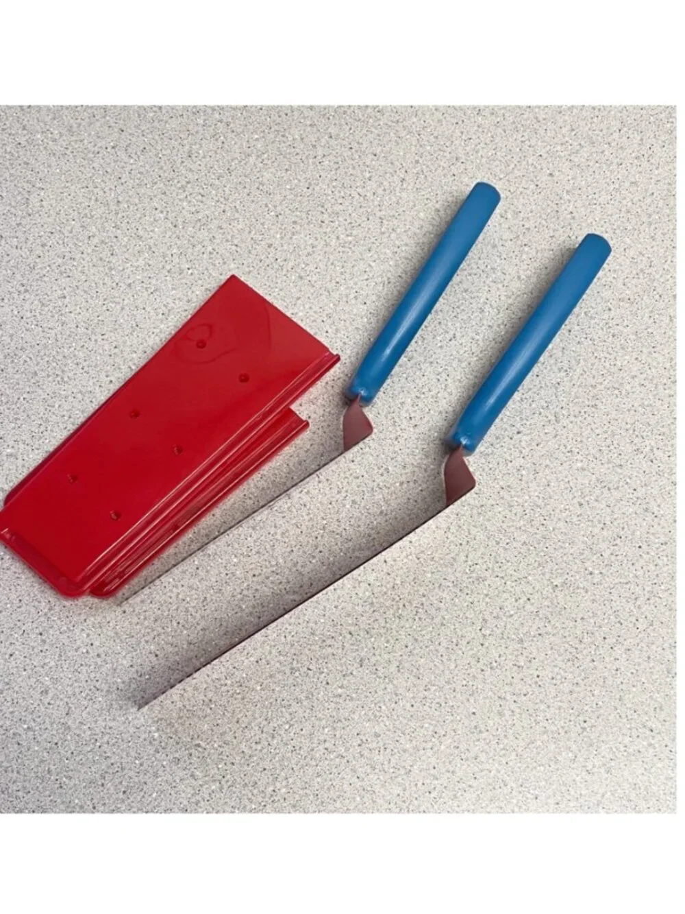 Kuhn Rikon Slice & Serve Knives Set of 2 with Sheaths K65363 NEW RED/BLUE